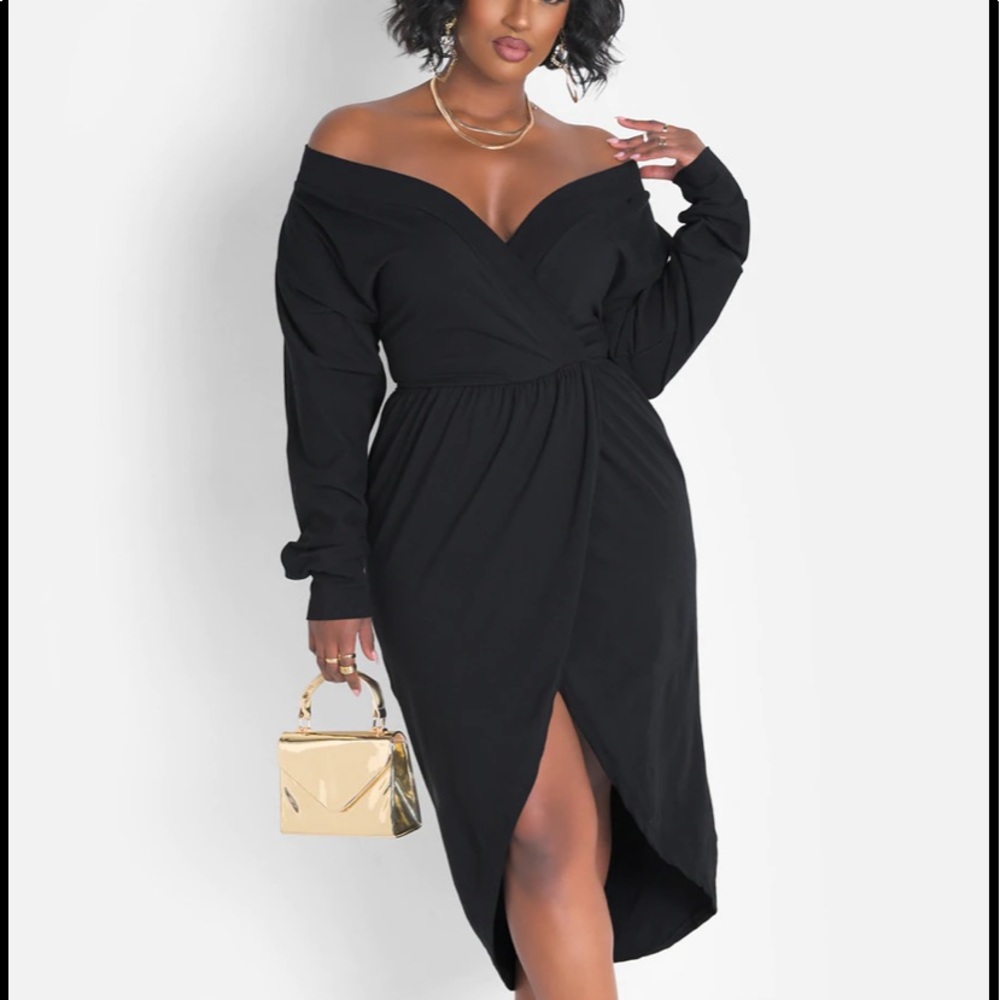 COPY - Rebdolls “Onyx Over The Shoulder High Slit Maxi Dress